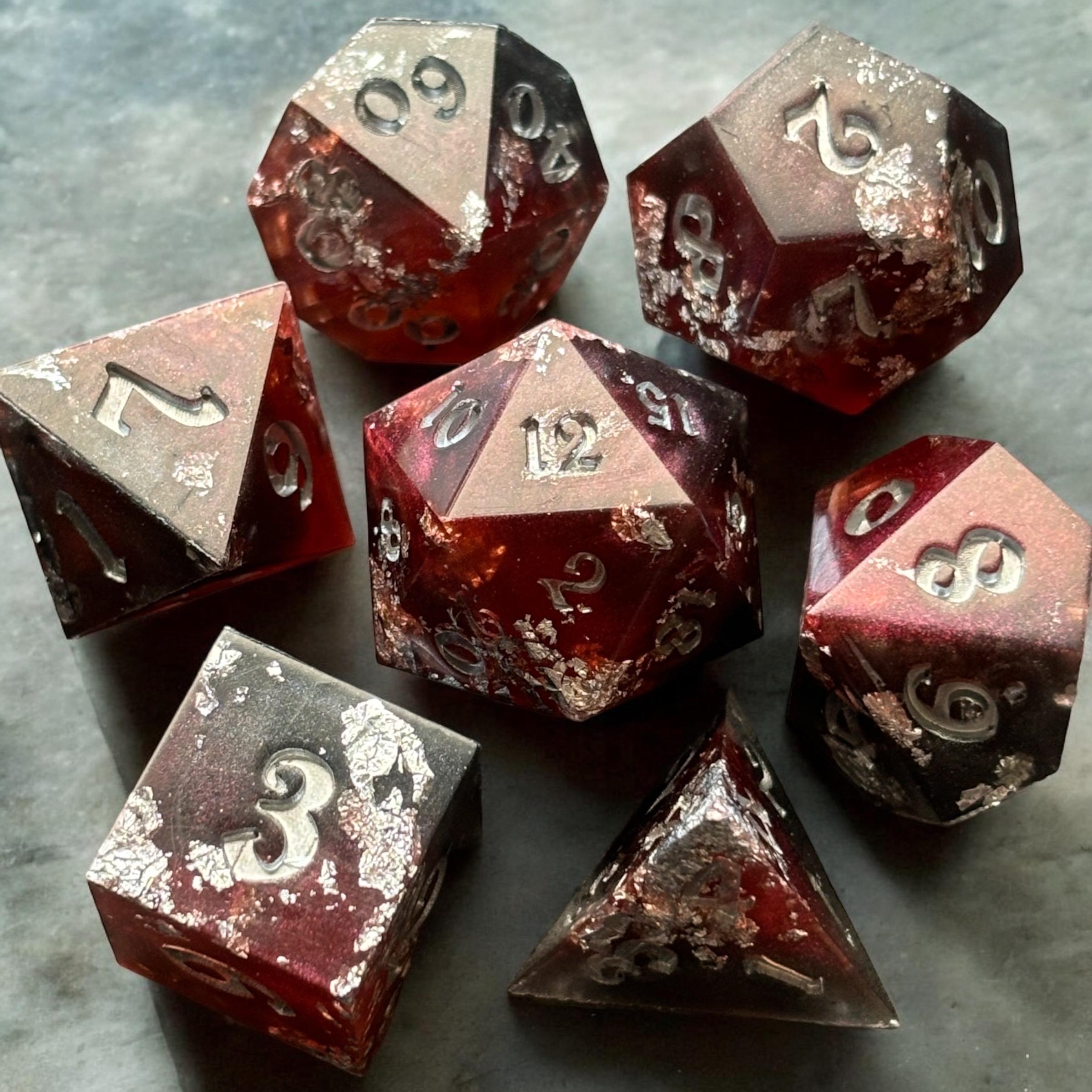 Vampire's Desire Foil Resin 7 Piece Dice Set DND