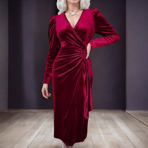 Velvet dress | Burgundy maxi dress | Long sleeve maxi dress | Perfect for Holiday Parties, Winter Weddings & Special Occasions