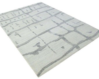 Nepal Carpet Hand-knotted Beige Grey 100% Wool Oriental Carpet 164 x 230 cm N66