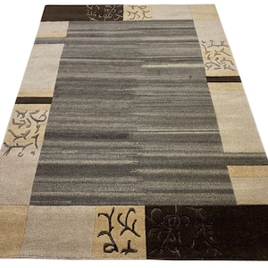 Carpet Hand-knotted Indo Nepal Natural Colours Grey Beige Black 200 x 300 cm Wool