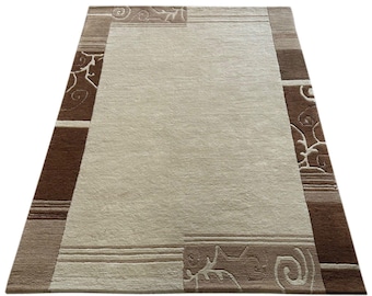 Indo Nepal Carpet Hand-knotted Beige Brown 165 x 230 cm Wool Oriental Carpet