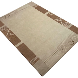 Indo Nepal Carpet Hand-knotted Beige Brown 120 x 180 cm Wool Oriental Carpet