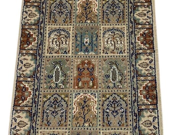 Beige carpet wool hand-knotted oriental carpet 100% new wool 70 x 150 cm B01