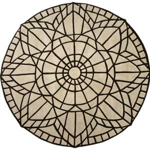 Round rug 100% wool beige hand tufted approx. 220 x 220 CM Oriental rug modern