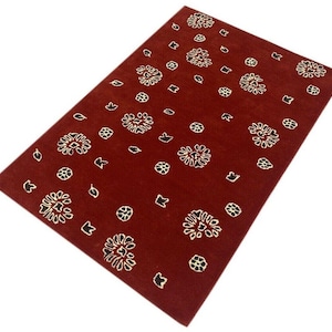 Red Designer Carpet 100 x 150 CM Handmade 100% Wool Hand Tufted WT2