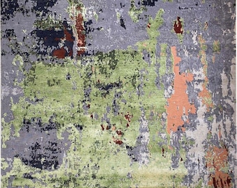 Hand knotted carpet unique design Nepal bamboo silk wool 250 x 300 cm