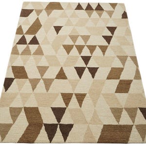 Beige Brown160x230 cm Carpet 100% Wool Oriental Carpet Hand Tufted HT197