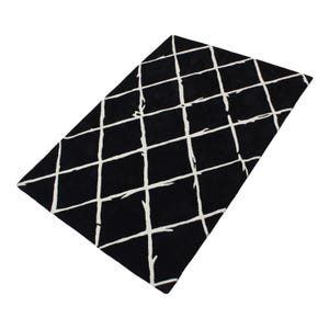 Black Beige 100% Wool Carpet 170 x 240 CM Handmade Hand Tufted ME1