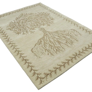 Beige carpet 100% wool 160 x 230 cm handmade hand tufted T937