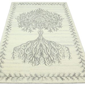 Beige Grey Carpet 100% Wool 160 x 230 cm Handmade Hand Tufted T936