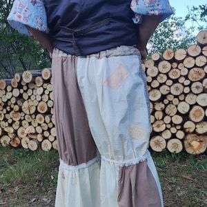 Bloomers Guarda Hechos a Mano Boho Pastel Patchwork Encaje | Pantalón Romántico Único | Moda Lenta