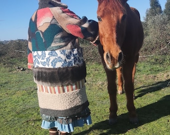 SEIXO da BEIRA! Upcycled Patchwork Winter Coat - Oversized Faux Fur Boho Jacket