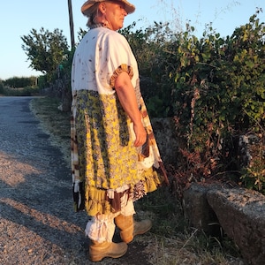 MÉRIDA Boho Kimono Duster • Handgefertigtes Patchwork Safari Kleid • Große Größen Oversized • Unikat