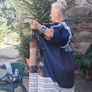 Vestito Dustero Boho FORAL Taglie Forti - Pezzo Statement Unico Fatto a Mano.