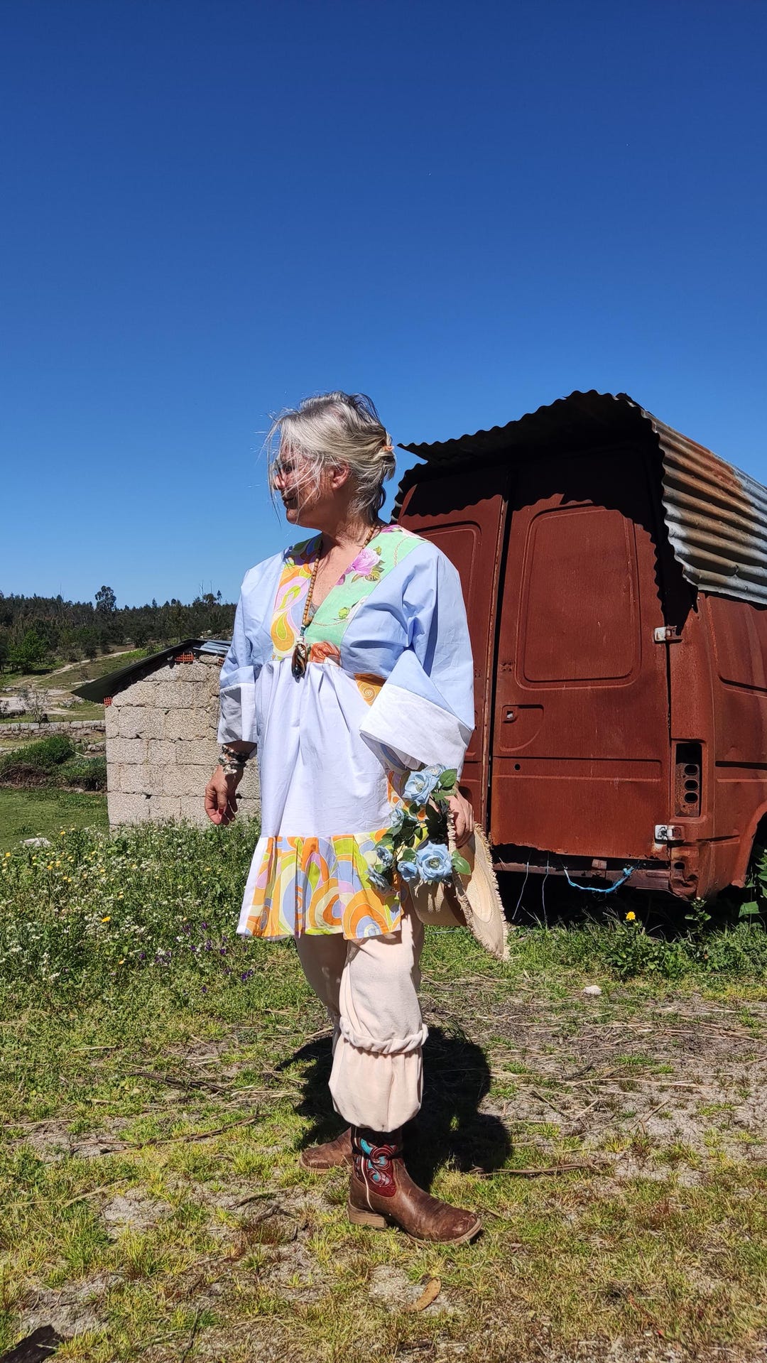 Série Romântica De Verão! Handmade Patchwork Boho Dress: Powder Pastel ...