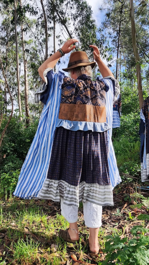 Handmade Upcycled Tunic Dress - Farmstyle Boho. FONTISCOS!