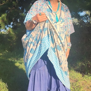 TEIXOSO! Boho Kimono Jurk • Handgemaakt Patchwork Linnen Zijde • Grote Maten • Uniek Stuk