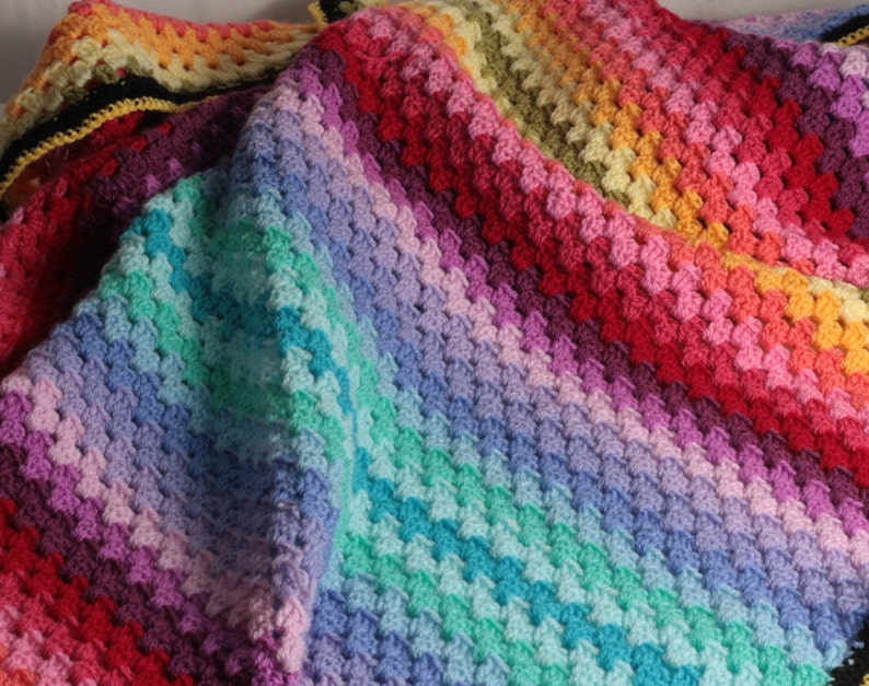 Crochet Blanket Pattern Ombre Granny Stripe Crochet Blanket Etsy