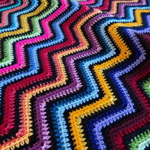 Crochet ripple blanket pattern Basic chevron afghan scrap blanket pattern image 7