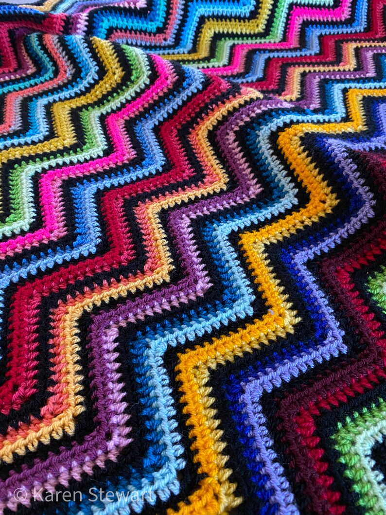 Crochet ripple blanket pattern Basic chevron afghan scrap blanket pattern image 7