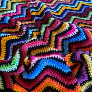 Crochet ripple blanket pattern Basic chevron afghan scrap blanket pattern image 9