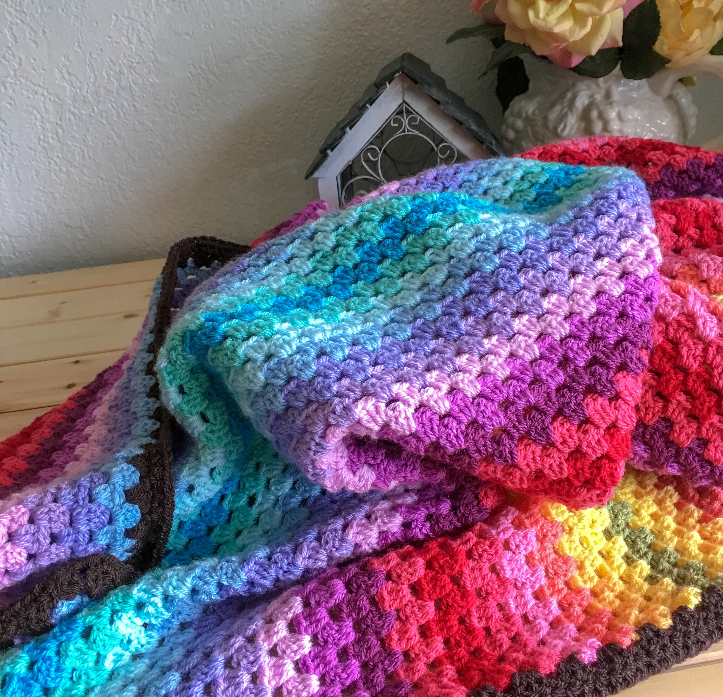 Easy crochet blanket pattern Ombre Granny Stripe blanket Etsy