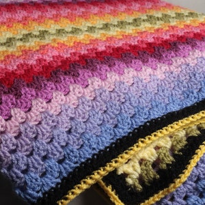 An Easy Granny Stripe Crochet pattern, Colorful Granny Stripe crochet blanket pattern, Bright crochet afghan pattern image 4