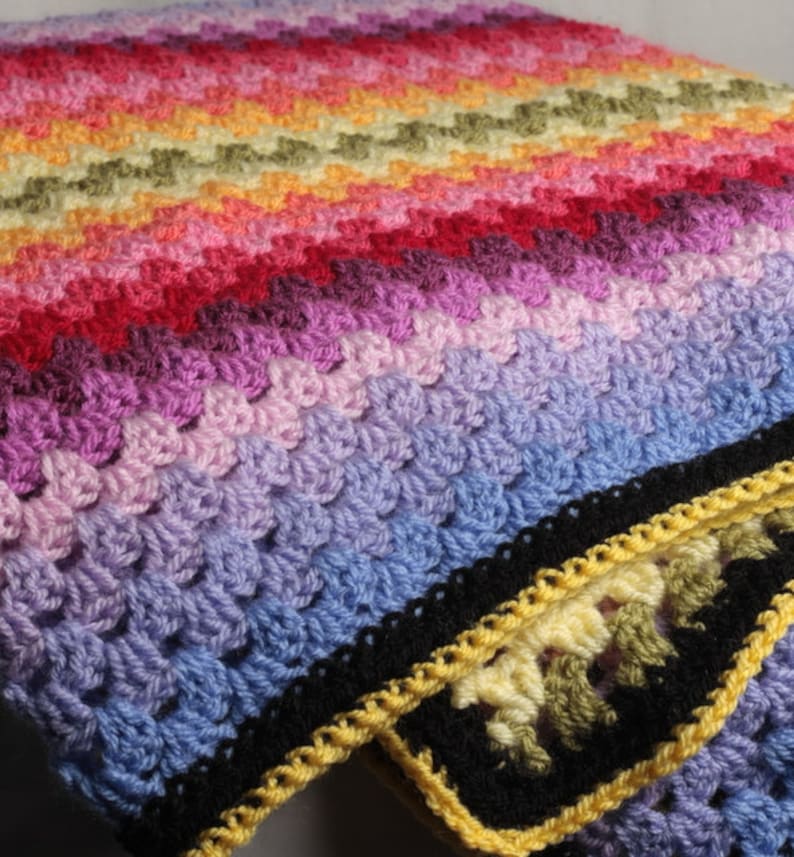 An Easy Granny Stripe Crochet pattern, Colorful Granny Stripe crochet blanket pattern, Bright crochet afghan pattern image 4