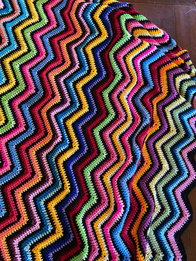 Crochet ripple blanket pattern Basic chevron afghan scrap blanket pattern image 3