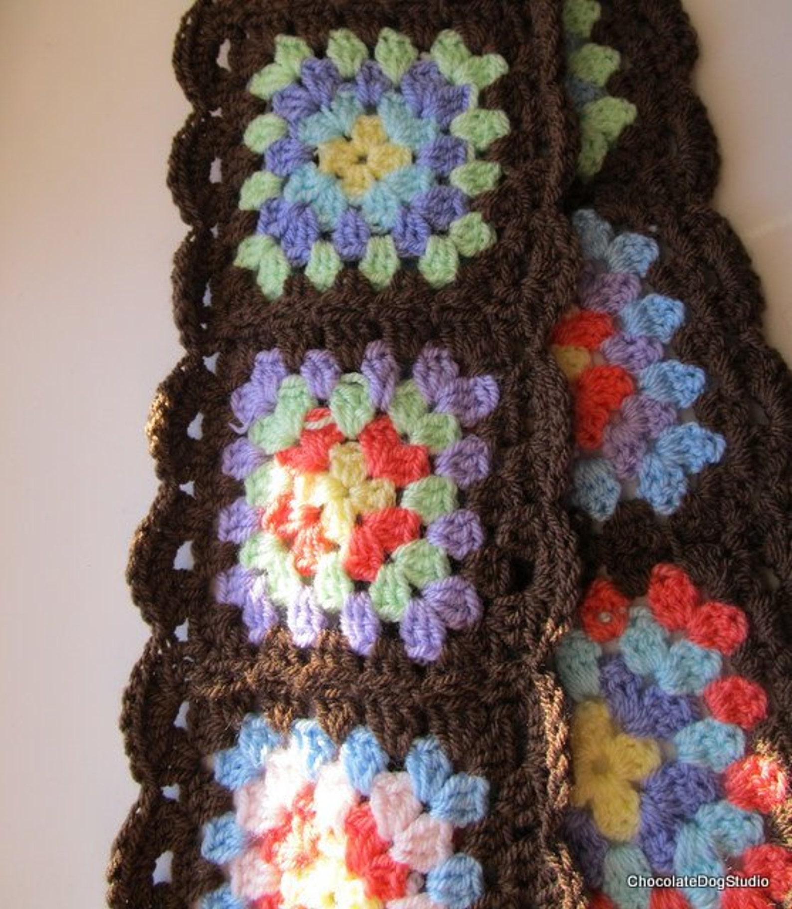 Crochet Scarf Pattern Granny Square Scarf Pattern Etsy