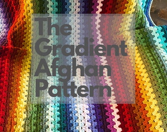 An Easy Granny Stripe Crochet afghan pattern, The Gradient Granny Stripe crochet blanket pattern, Bright crochet afghan pattern