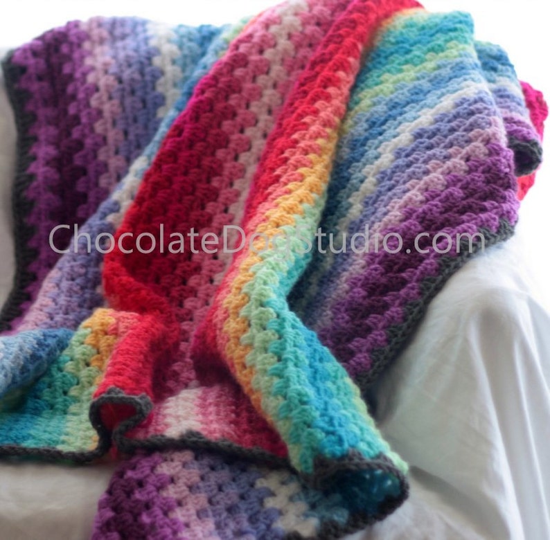 Easy rainbow crochet Blanket pattern, the Rainbow Granny Stripe an easy crochet blanket pattern image 3