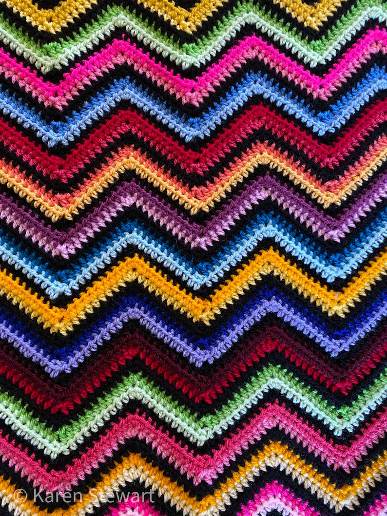 Crochet ripple blanket pattern Basic chevron afghan scrap blanket pattern image 6