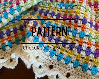 Granny stripe baby blanket, easy beginner pattern