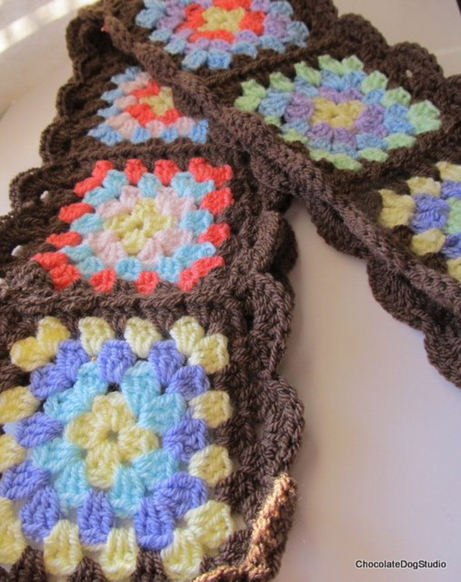 Crochet Scarf Pattern Granny Square Scarf Pattern Etsy