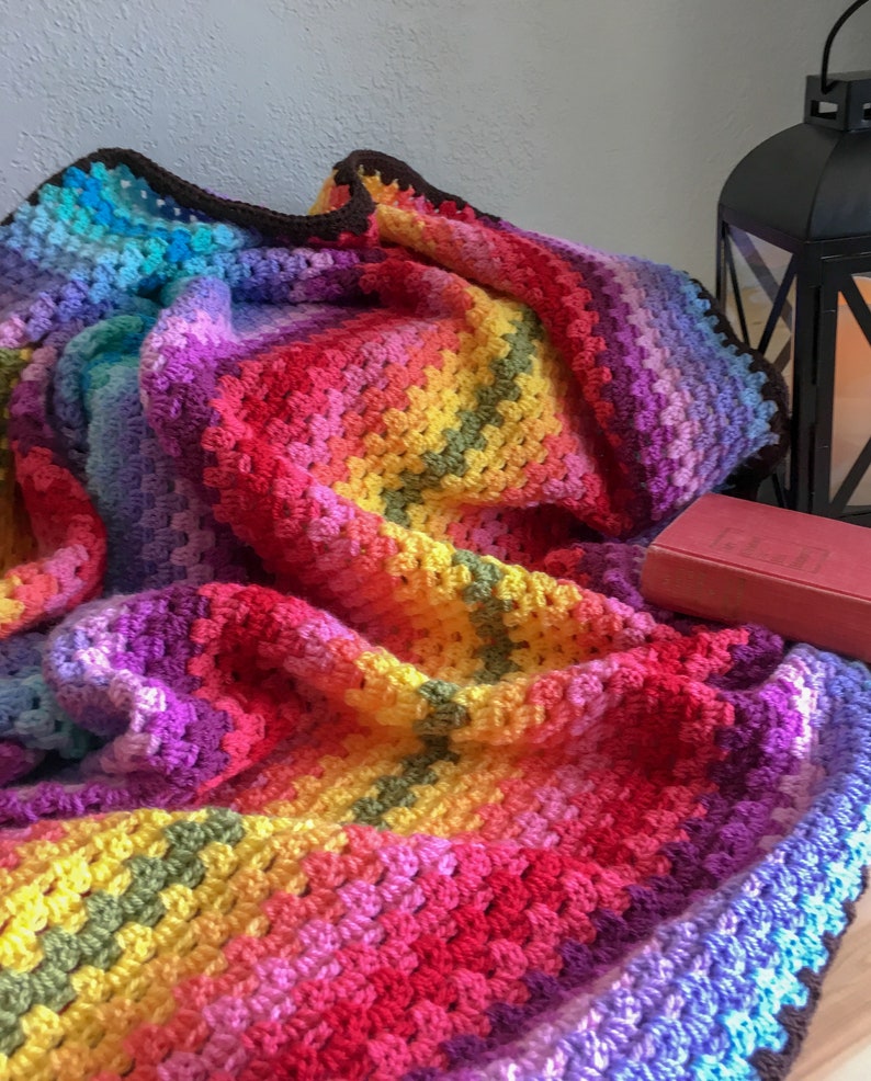 An Easy Granny Stripe Crochet pattern, Colorful Granny Stripe crochet blanket pattern, Bright crochet afghan pattern image 7