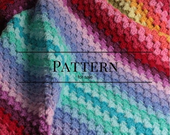 Crochet blanket pattern, Ombre Granny Stripe, crochet blanket pdf, Colorful crochet afghan pattern