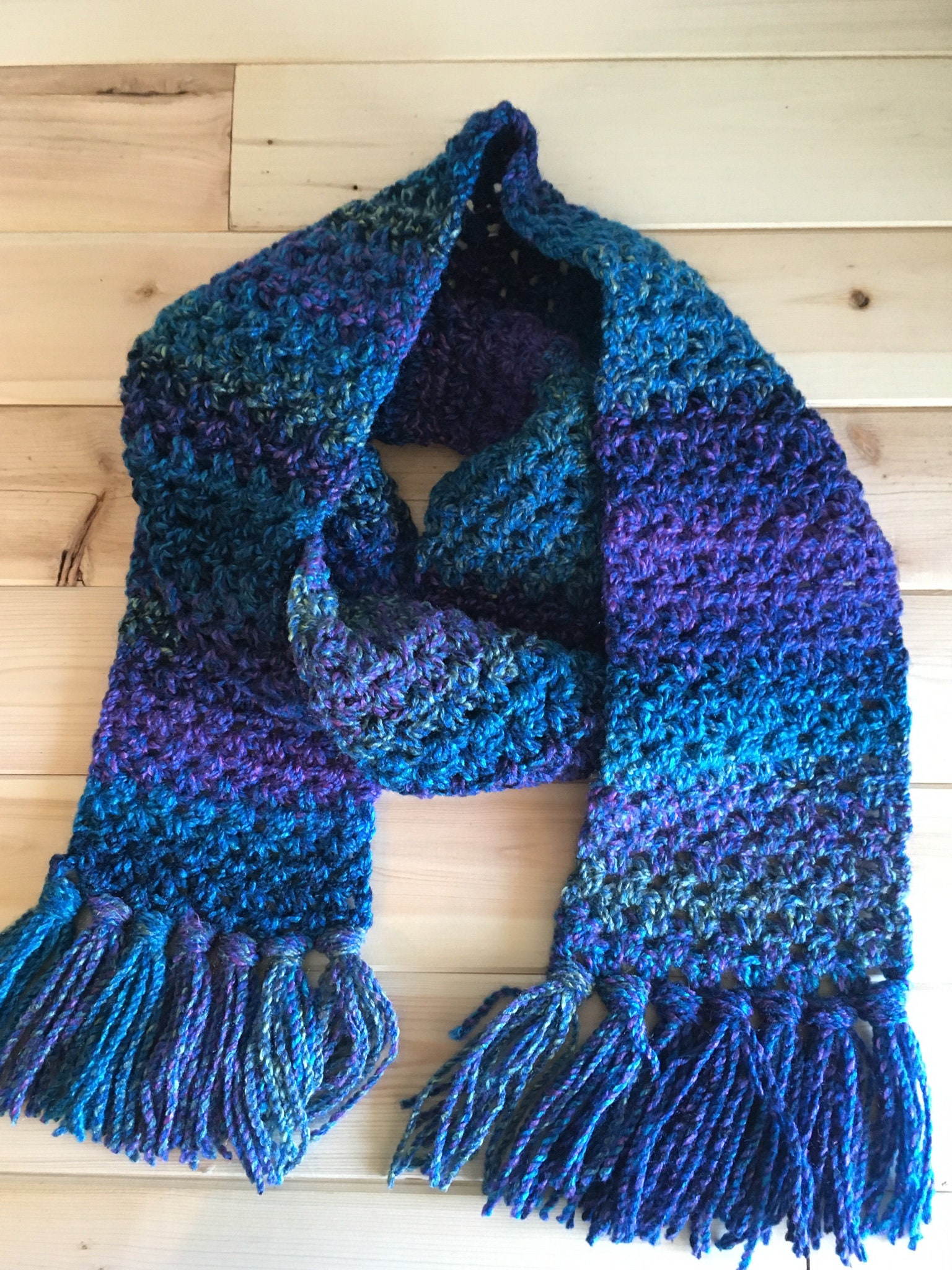 Crochet Scarf Pattern Blue Monday Winter Scarf Blue Ombre - Etsy