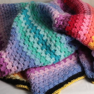 An Easy Granny Stripe Crochet pattern, Colorful Granny Stripe crochet blanket pattern, Bright crochet afghan pattern image 2