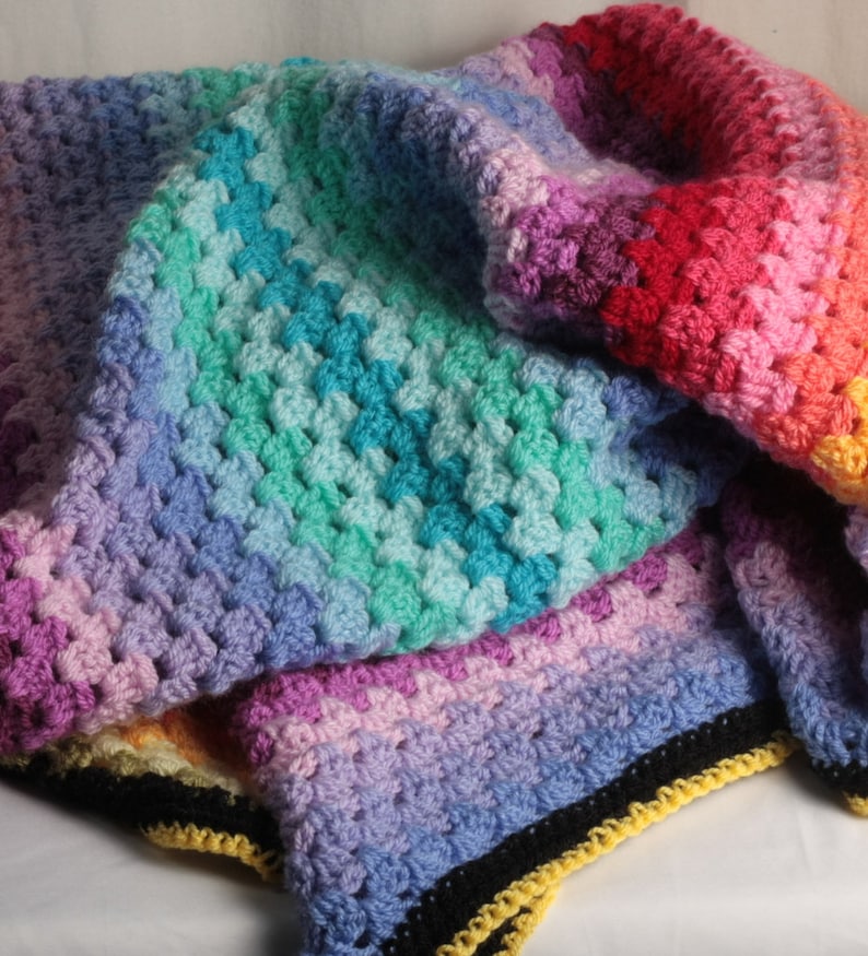 An Easy Granny Stripe Crochet pattern, Colorful Granny Stripe crochet blanket pattern, Bright crochet afghan pattern image 2