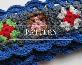 Crochet scarf pattern, Granny Square scarf pattern