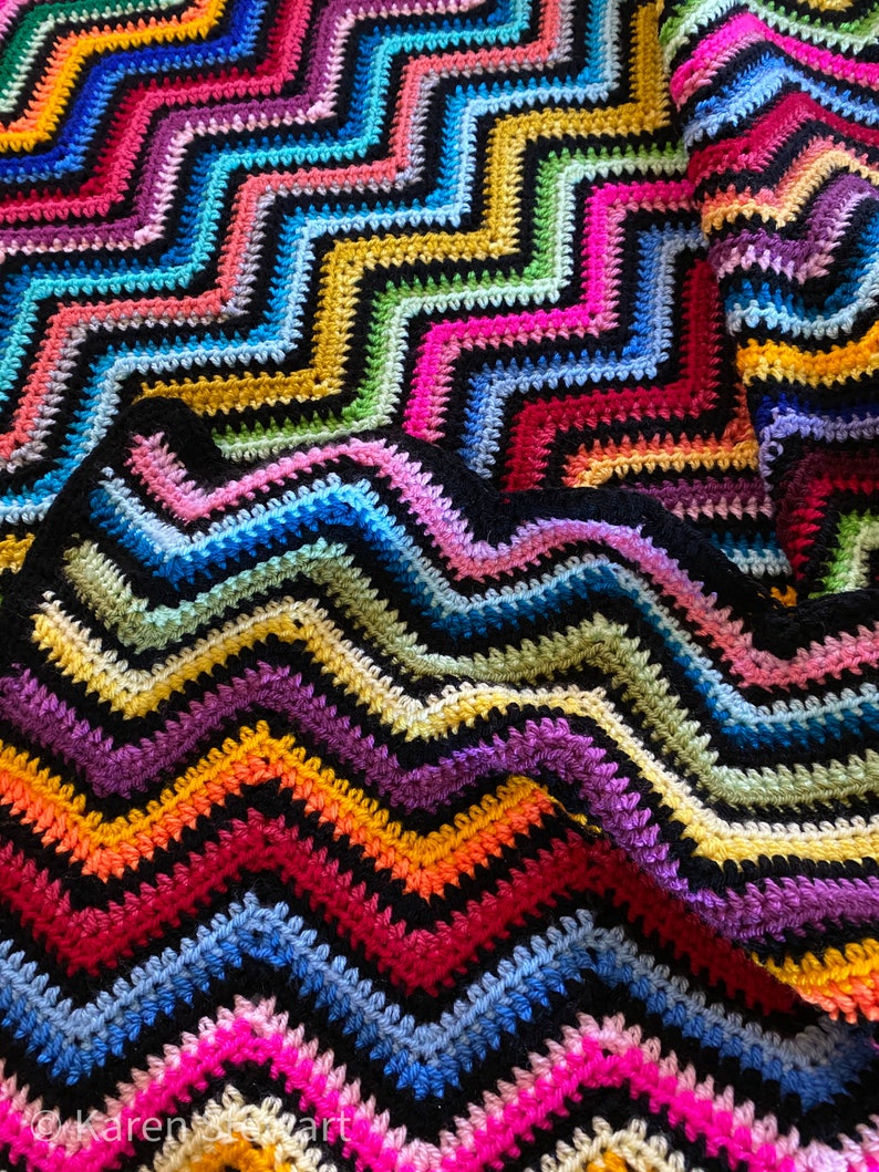 Crochet ripple blanket pattern Basic chevron afghan scrap blanket pattern image 5