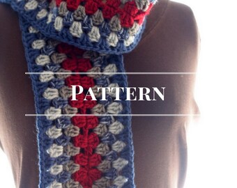 winter scarf pattern, Crochet Granny Square Stripe