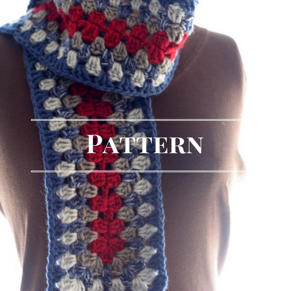 winter scarf pattern, Crochet Granny Square Stripe