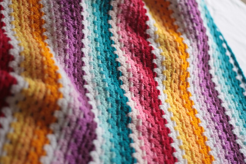 Easy Granny Stripe Baby Blanket Beginner Ombre Baby Afghan Etsy