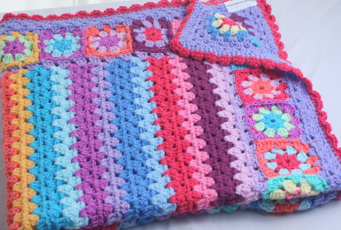 Crochet Pattern Granny Stripe Baby Blanket Pattern Etsy UK
