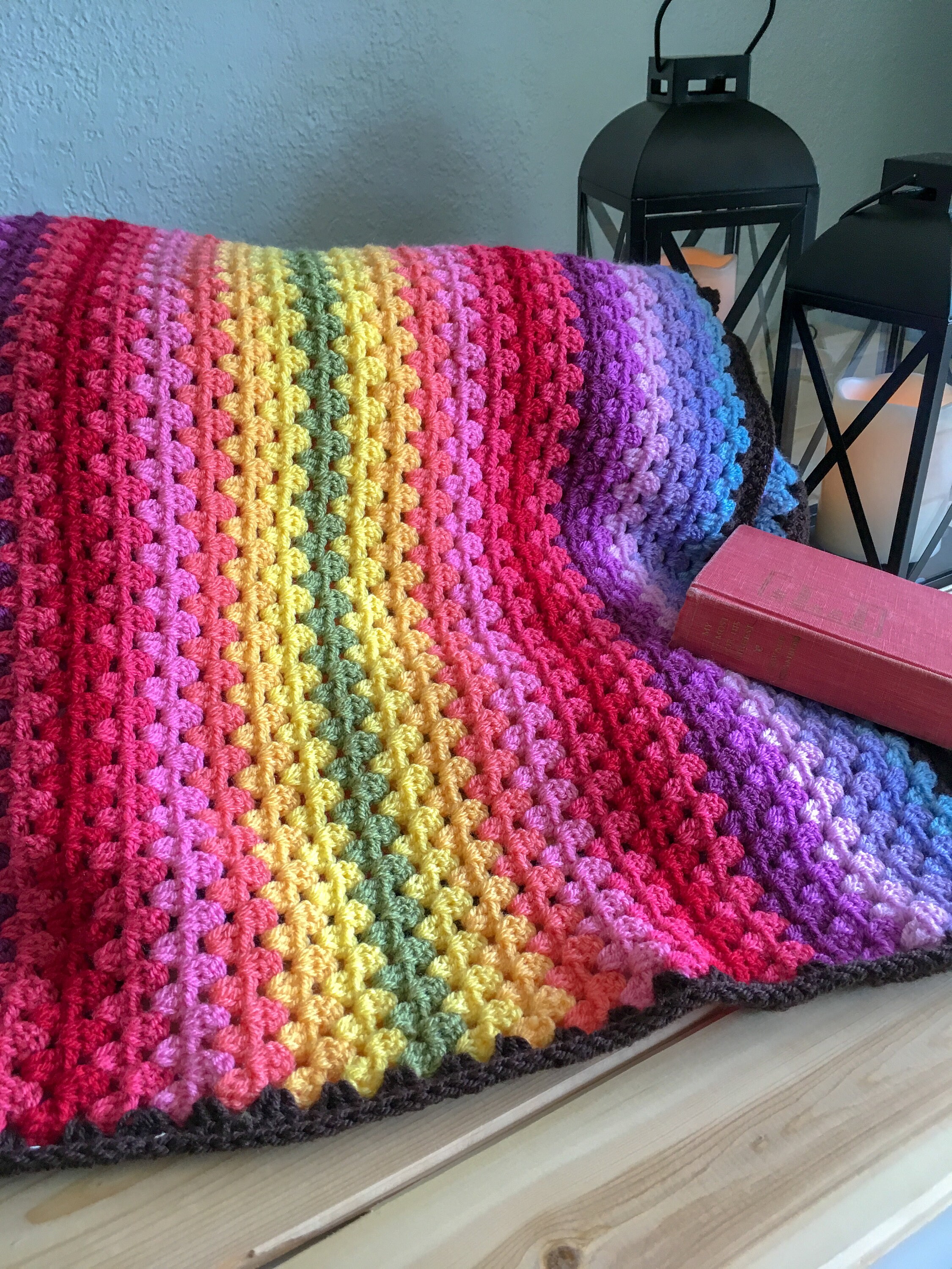 Easy crochet blanket pattern Ombre Granny Stripe blanket Etsy
