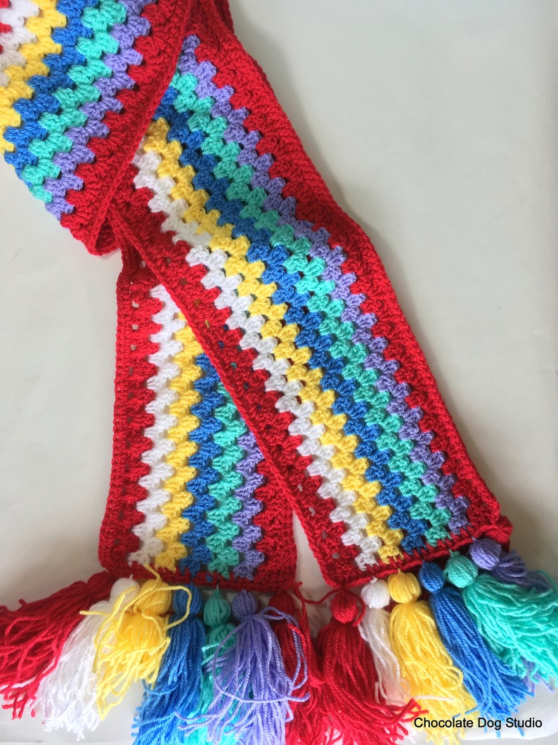 crochet stripe scarf