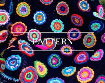 Floral crochet blanket pattern, Granny Square flower garden
