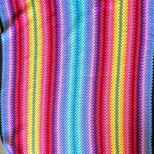 An Easy Granny Stripe Crochet pattern, Colorful Granny Stripe crochet blanket pattern, Bright crochet afghan pattern image 10
